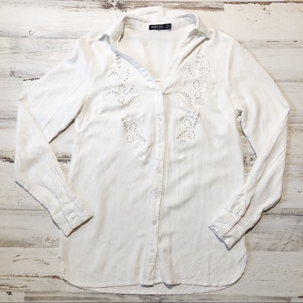 Nasty Gal Button Down Blouse with Cutouts